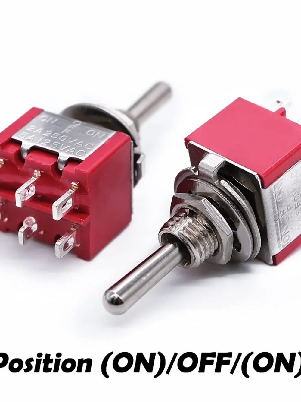 mxuteuk 6pcs Momentary Mini Miniature Toggle Switch 6 Terminal 3 Position DPDT (